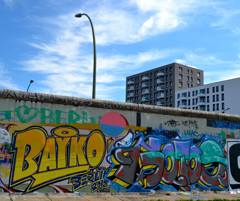Graffiti side of the Berlin Wall, East Side Gallery.