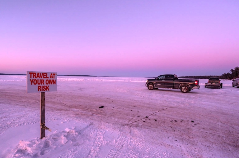 Ice road from Bayfield to Madeline Island, WI. Photo cred: my dad